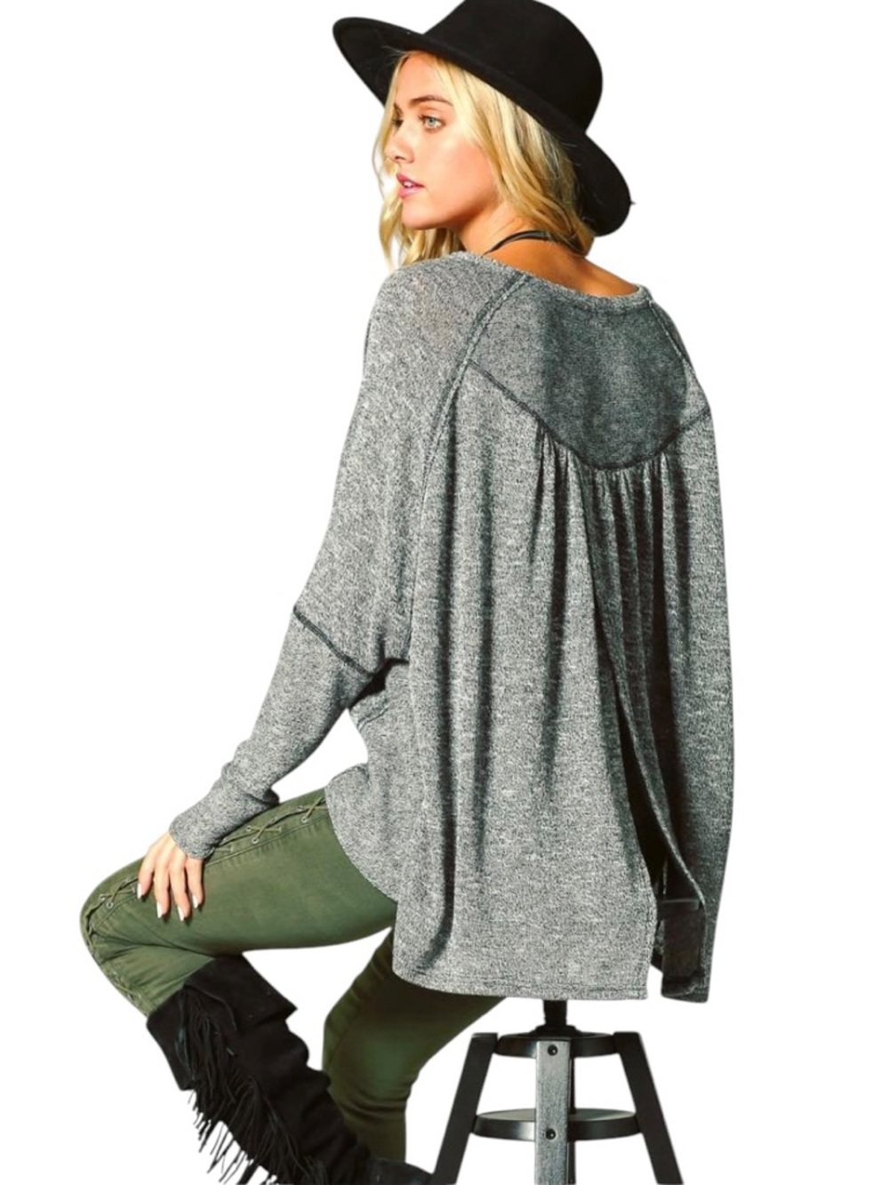 NEW Kyemi Black Oversize Dolman Sleeve Comfy Soul Threads Pullover Top Shirt